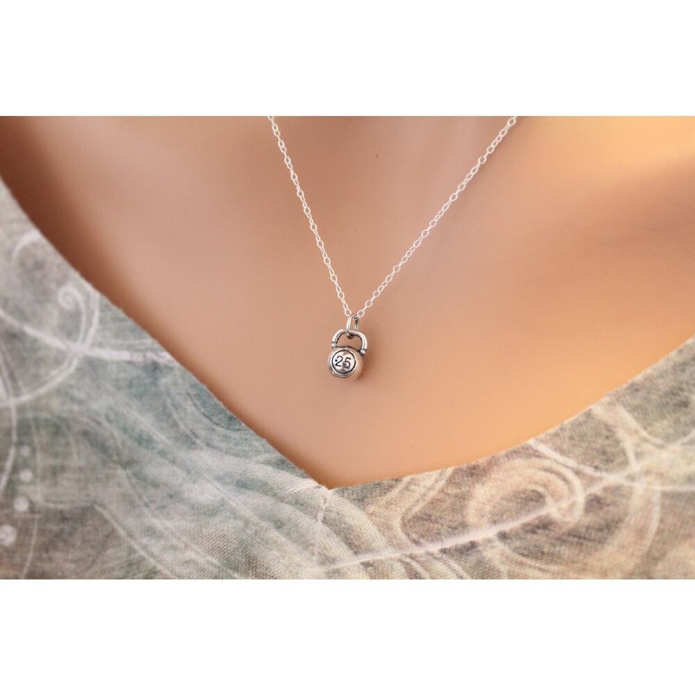 Sterling Silver Tiny Kettle Bell Charm Necklace, … - image 2